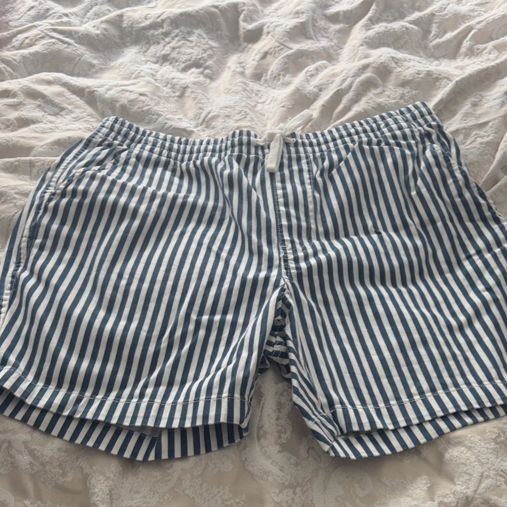 J. Crew Striped Cotton Shorts in Navy and White